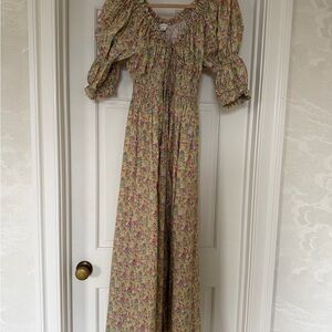 Doen Floral Puff Sleeve Dress - LIBERTY Pink and Green